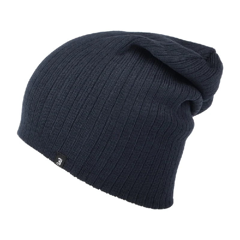 Adjustable dad cap for easy size tweaks -Jaxon & James Oversized Ribknit Beanie Hat - Navy Blue