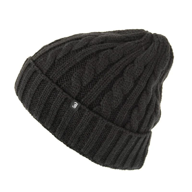 Bright red cap for standout team spirit -Jaxon & James Cable Knit Beanie Hat Black Wholesale Pack