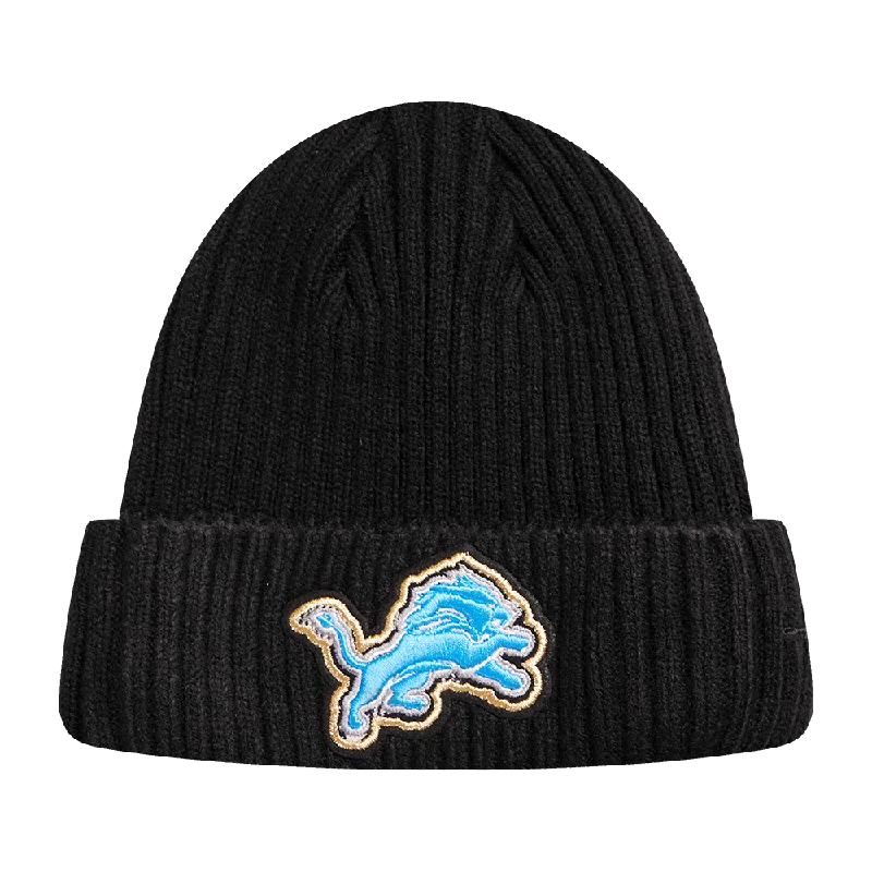 Vintage cap with distressed logo detail -NFL DETROIT LIONS PRO PREP KNIT BEANIE (BLACK)