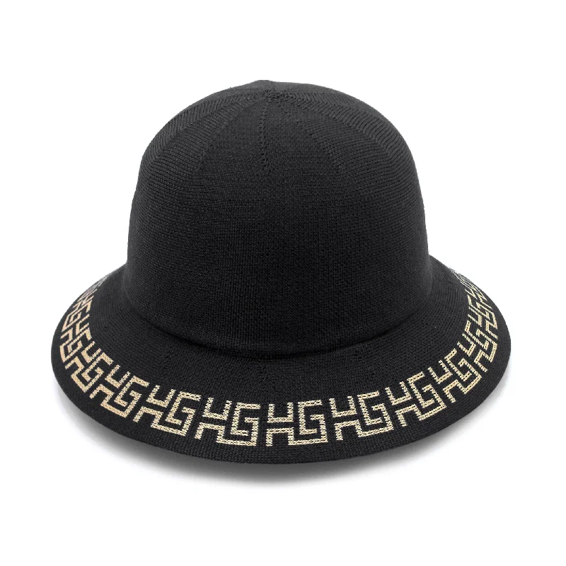 Nylon Bucket Hat for Travel -Kathryn Bucket Hat - Black Camel