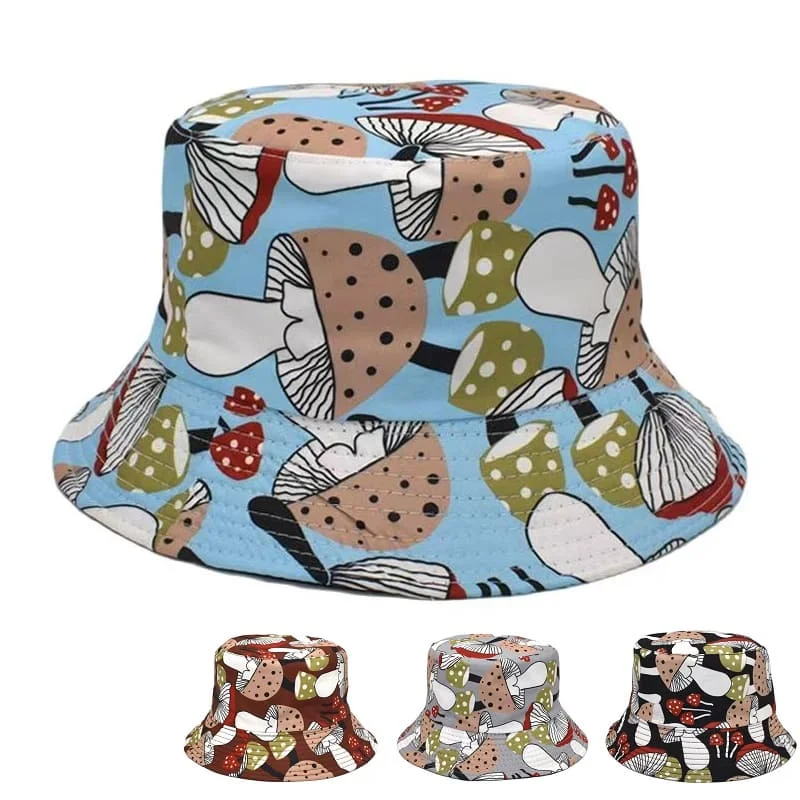 Valentine's Day Bucket Hat for Romance -Mushrooms Reversible Bucket Hat