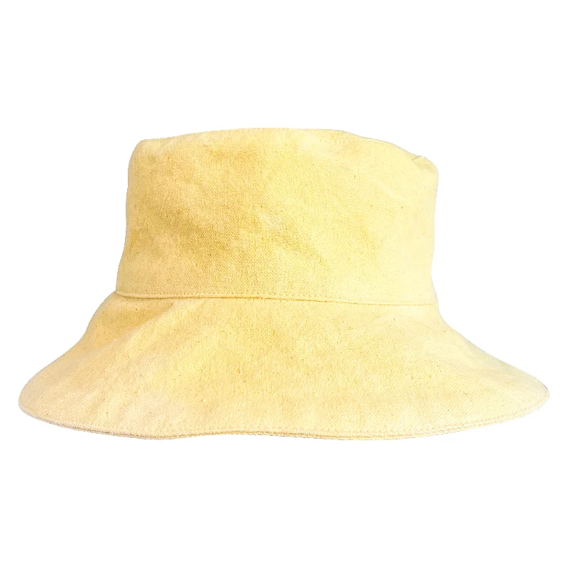 Leather Bucket Hat for Luxury -Hand Dyed Yellow Bucket Hat