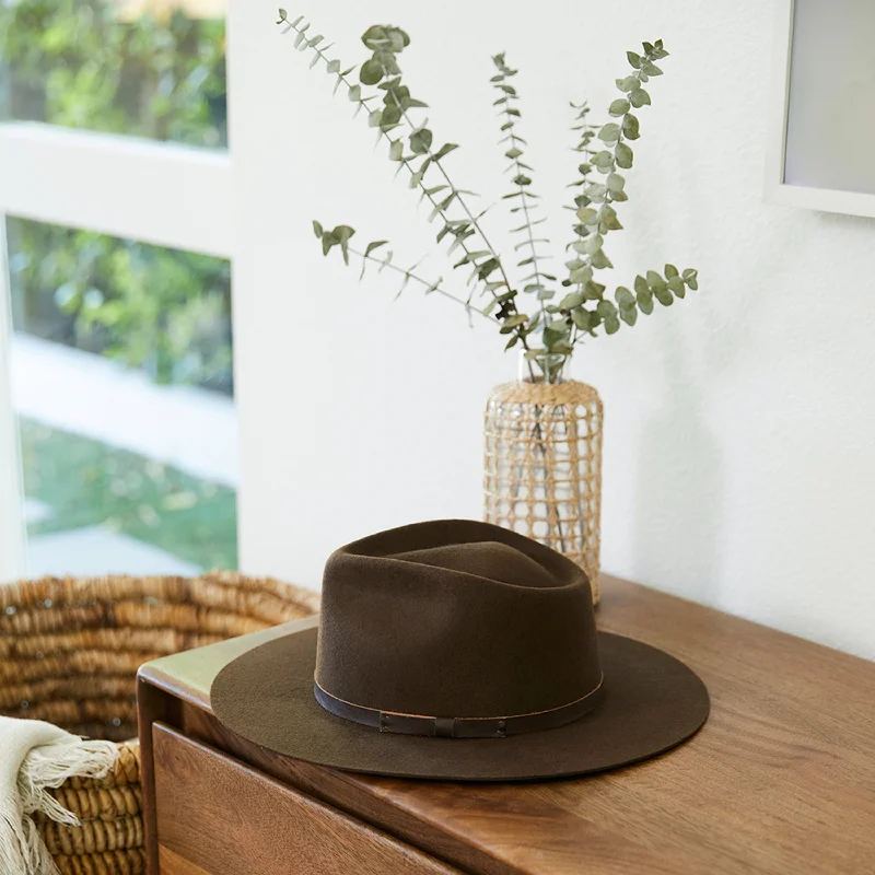 Classic wool felt hat for everyday classics -Dylan Fedora - Brown with Leather Bow