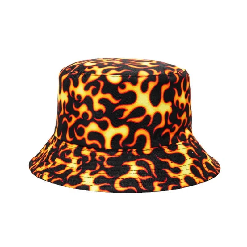 Rhinestone Bucket Hat for Glamour -Fashion Reversible Leaf Print Bucket Hat Summer Sun Caps For Women