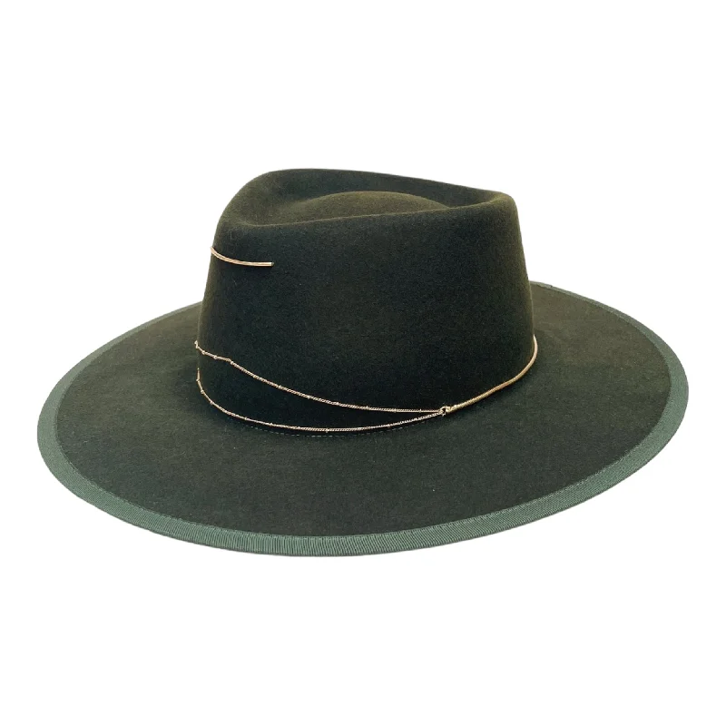 Affordable black felt hat for daily wear -Anna - Green