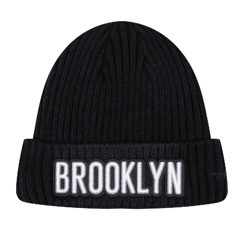 Denim snapback cap for casual cool edge -NBA BROOKLYN NETS CLASSIC CORE UNISEX BEANIE (BLACK)