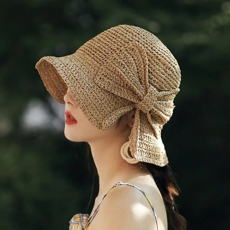 Modern Bucket Hat for Trendy -Sun Hat Wide Brim Floppy Summer Hats For Women Straw Dome Bucket Hat