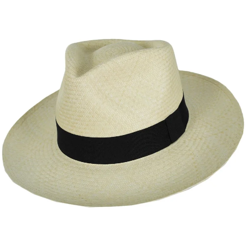 Handcrafted felt hat with eco-friendly materials -Panama Straw Grade 10 Diamond Crown Fedora Hat