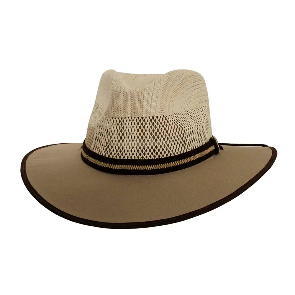 Classic straw sun hat for women with wide brim and stylish accent -Sienna | Mens Wide Brim Vented Canvas Sun Hat