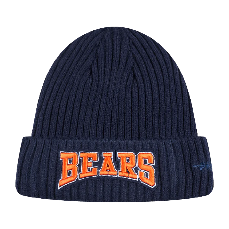 Minimalist mesh cap for airy lightweight feel -NFL CHICAGO BEARS CREST EMBLEM UNISEX BEANIE (MIDNIGHT NAVY)