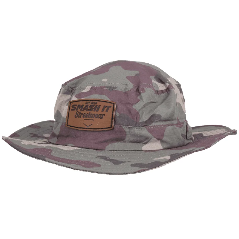 Hypoallergenic Bucket Hat for Sensitive -Smash It Sports Bucket Hat Camo with Leather Patch