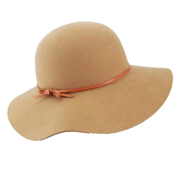 Lightweight wool felt hat for summer wear -Stanton Evalina Wide Brimmed Hat - Camel