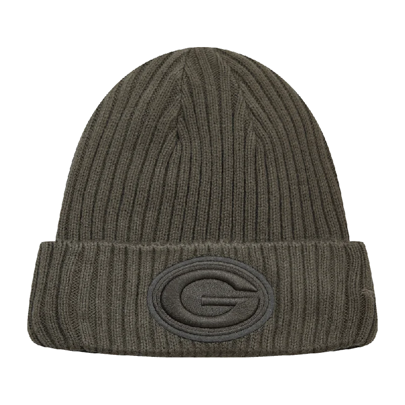 Embroidered cap with custom team initials -NFL GREEN BAY PACKERS NEUTRAL BEANIE (DARK TAUPE)