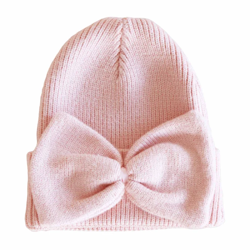 Camouflage cap with adjustable strap back -Knit Newborn Bow Beanie | Baby Pink*