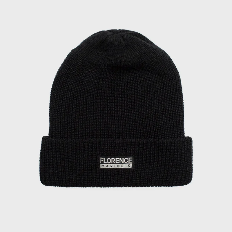 Bright cap for fun festival outfits -Florence Marine Knit Beanie - Black