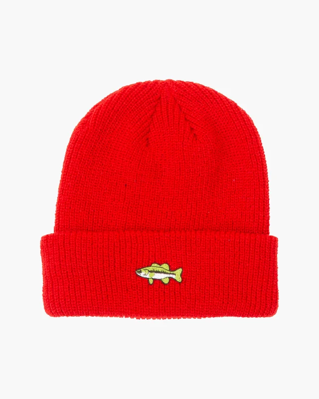 Adjustable dad cap for easy size tweaks -Fishsticks Beanie - Red