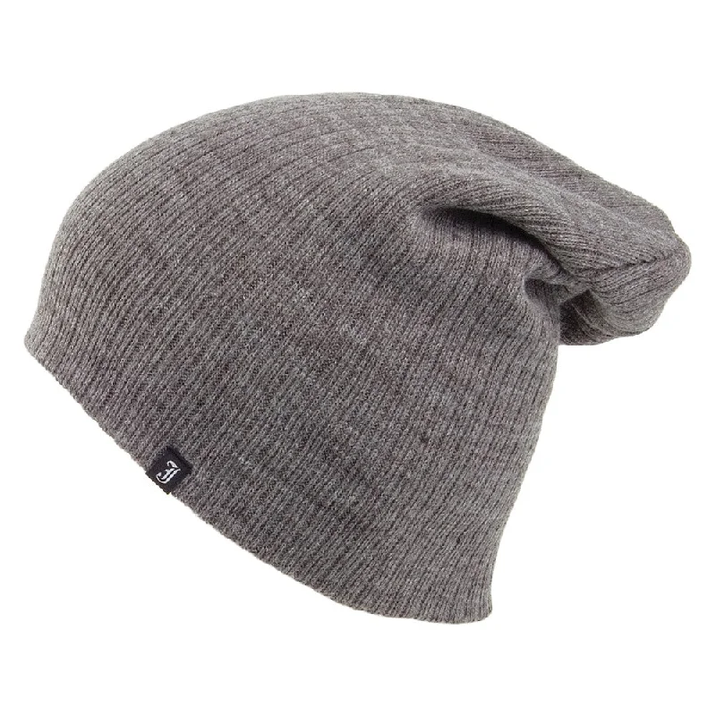 Neon graphic cap for eye-catching night runs -Jaxon & James Oversized Ribknit Beanie Hat - Grey