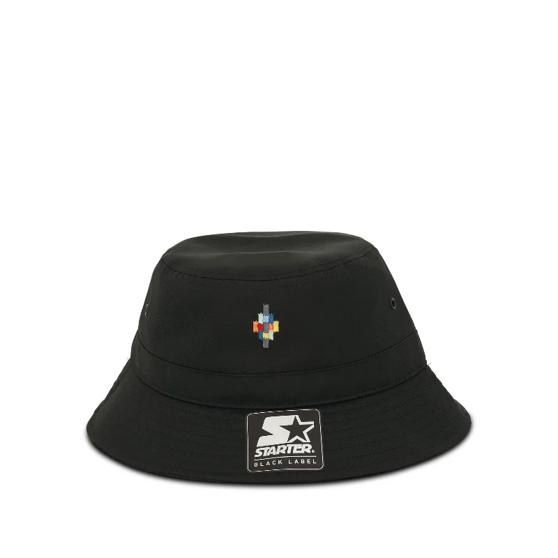 Logo Printed Bucket Hat for Brand -Colourful Cross Bucket Hat in Black