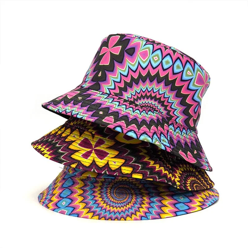 Christmas Bucket Hat for Holiday -Psycho Geometry Bucket Hat