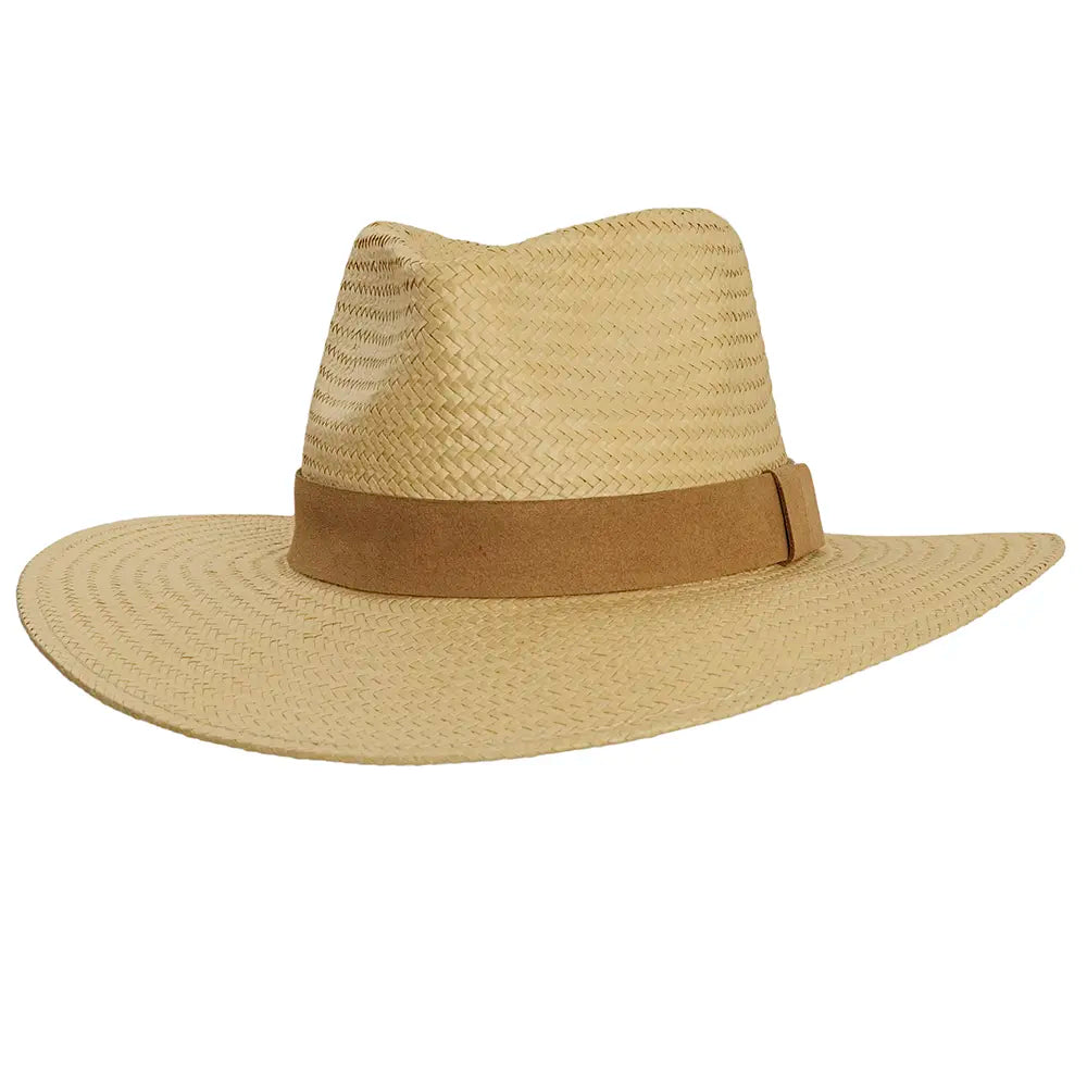 Lightweight straw sun hat for men with breathable design for hot weather -Cadence | Mens Wide Brim Straw Sun Hat