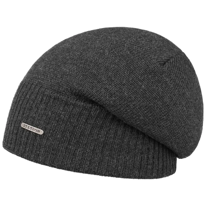 Premium snapback cap with flat bill design -Wool Merino Oversize Beanie by Stetson