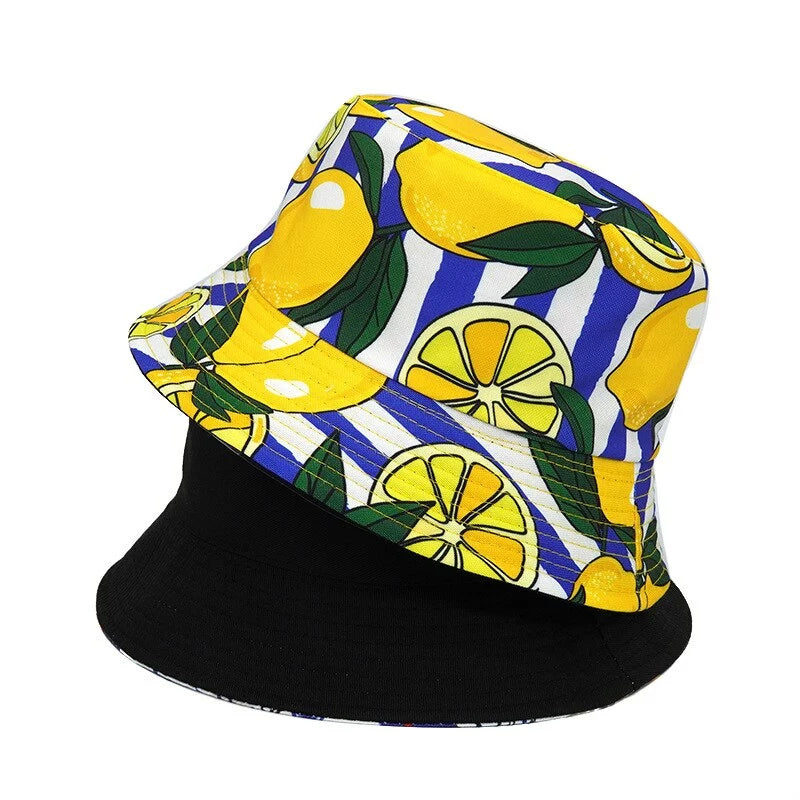 School Bucket Hat for Students -Lemons Reversible Bucket Hat