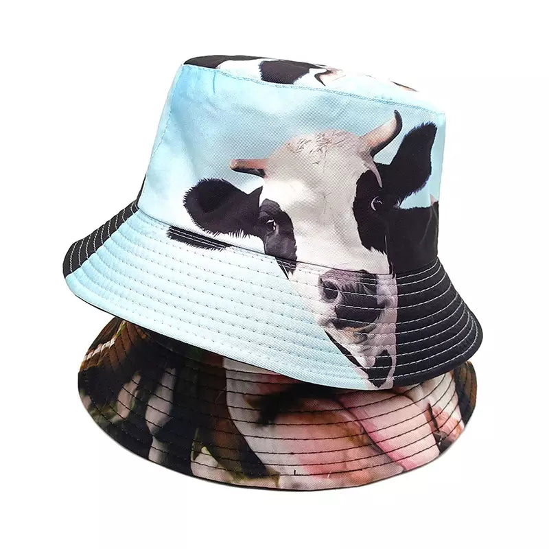 Tie Dye Bucket Hat for Colorful -Animal Faces Reversible Bucket Hat