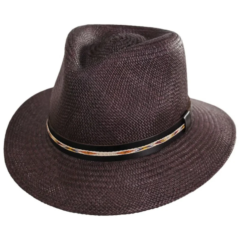 Durable wool felt hat for outdoor durability -Stansfield Panama Straw Fedora Hat - Oak