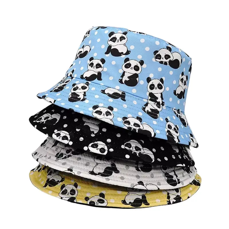 Appliquéd Bucket Hat for Creativity -Baby Panda Kids Reversible Bucket Hat