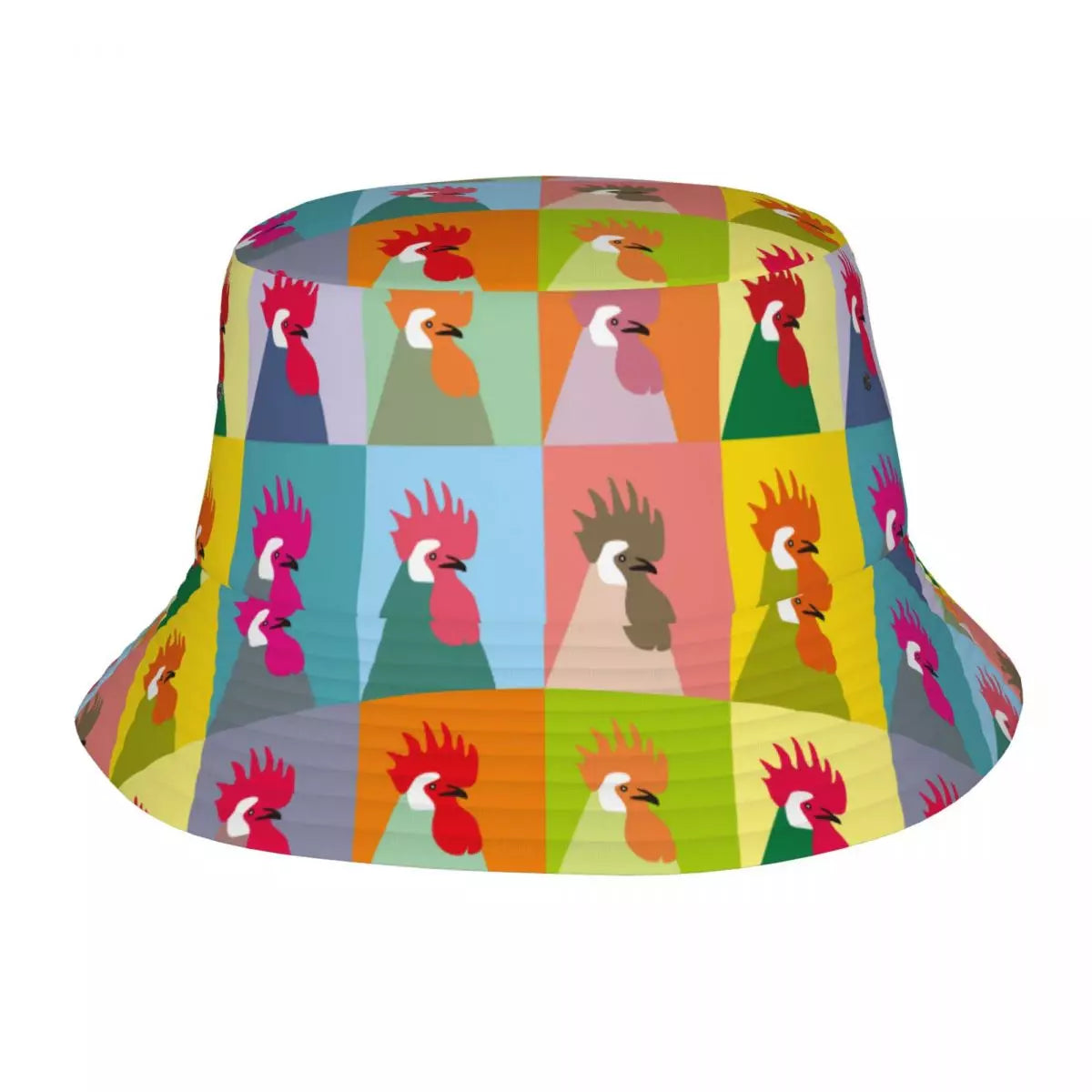 Checkered Bucket Hat for Trend -Chicken Multicolor Bucket Hat