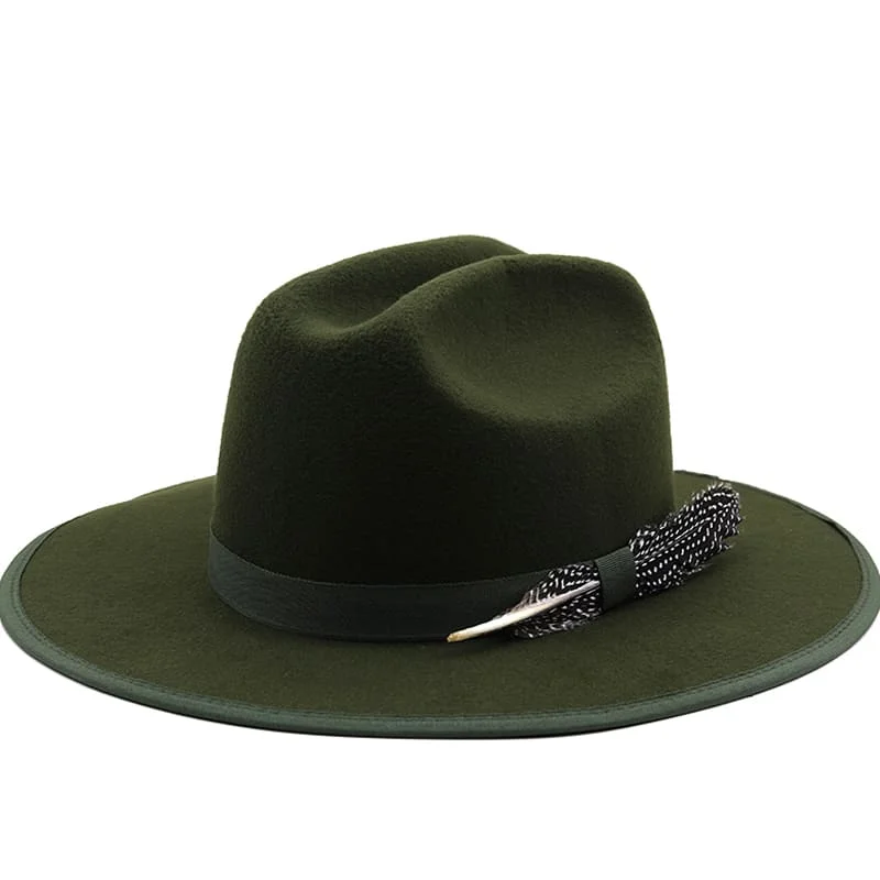 Classic wool felt hat for enduring style -Raleigh Feather Green Wool Fedora Hat