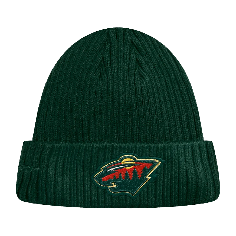 Camouflage cap with adjustable strap back -NHL MINNESOTA WILD CLASSIC CORE UNISEX KNIT BEANIE (FOREST GREEN)