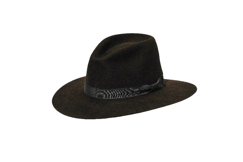 Durable felt hat with sturdy wool build -The Ellis Hare and Beaver Fur Fedora Hat for Sale in Black