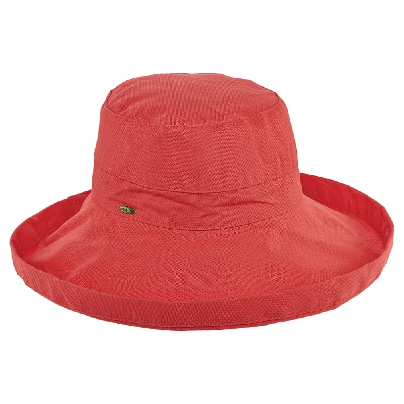 Stylish straw sun hat for women with colorful accents for a fun summer vibe -Scala Hats Lanikai Packable Sun Hat - Coral