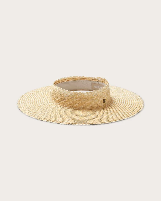 Soft straw sun hat for women with comfortable feel and sun protection -Tropez Visor in Blonde