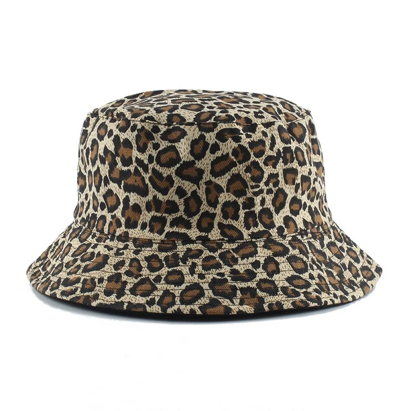 Reversible Bucket Hat for Variety -Leopard Print Bucket Hat Reversible Hat Outdoor Travel Cap