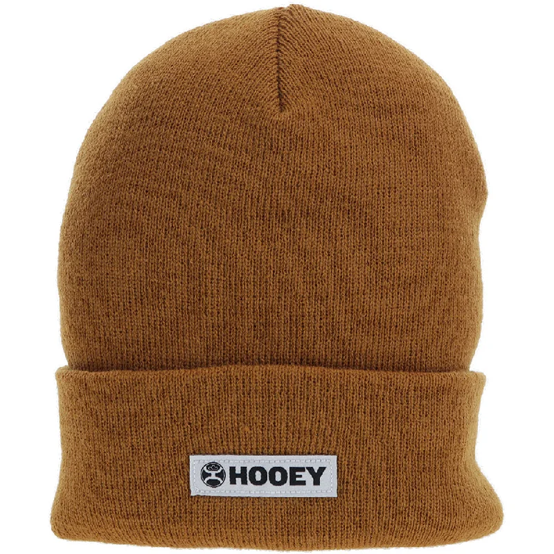 Minimalist mesh cap for airy lightweight feel -"Hooey Beanie" Tan w/White & Black Patch