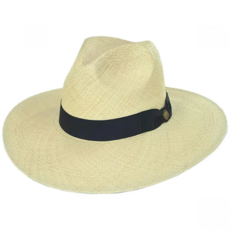 Warm felt hat with plush interior lining -Naturalist Wide Brim Panama Straw Fedora Hat