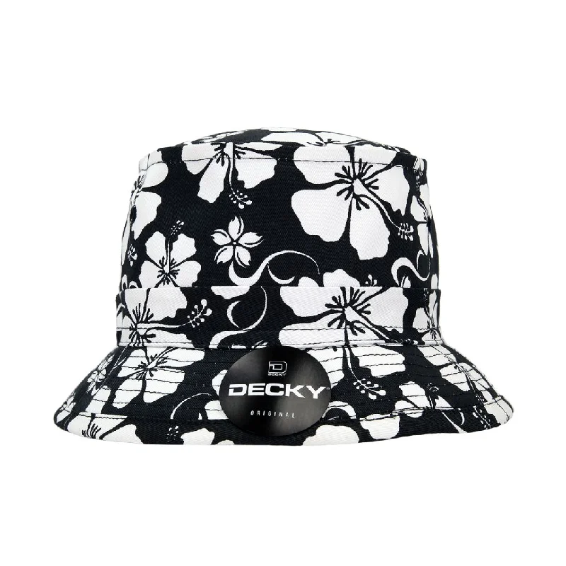 Round Shaped Bucket Hat for Cute -Decky 454 Floral Fisherman's Bucket Hats Cotton Flower Buckets Caps