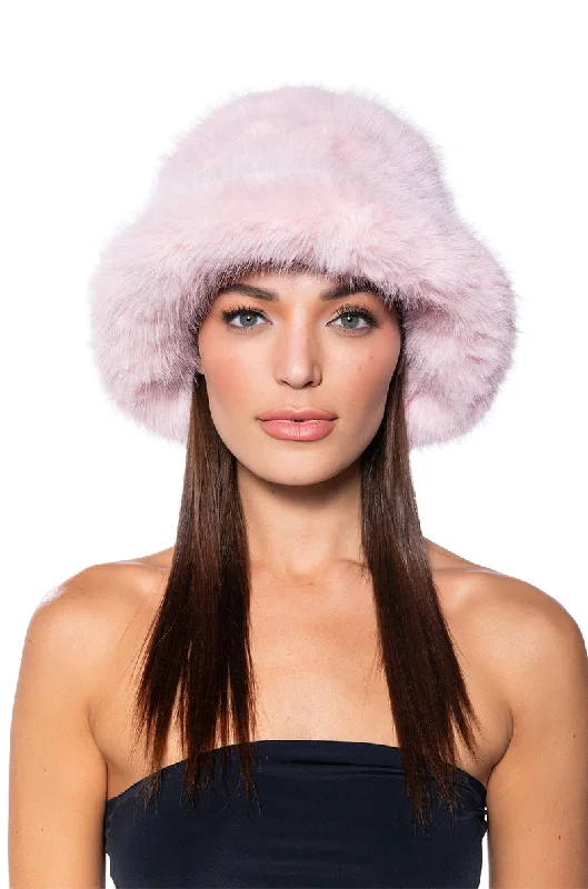 Retro Bucket Hat for Throwback -BABY IT'S COLD OUTSIDE FAUX FUR BUCKET HAT