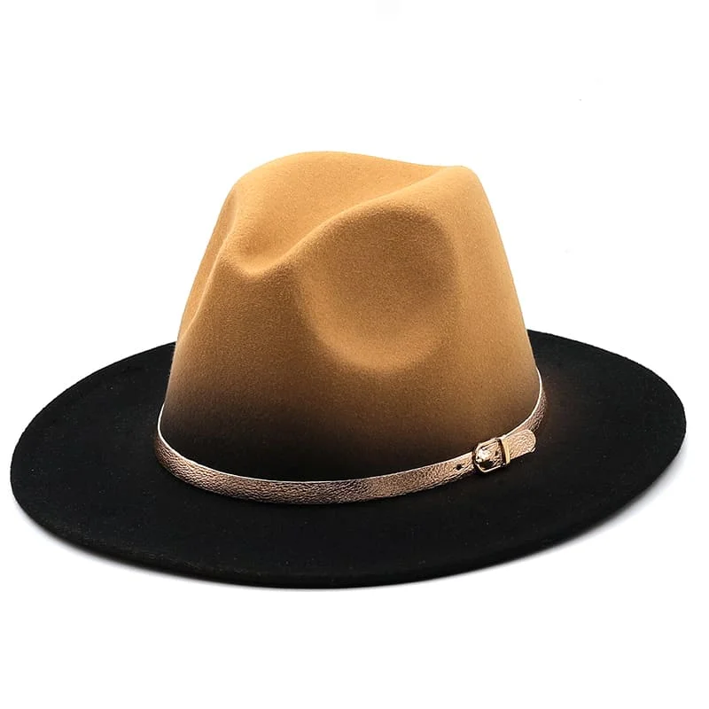 Bold felt hat with unique shape design -Indie Color Gradient Fedora Hat