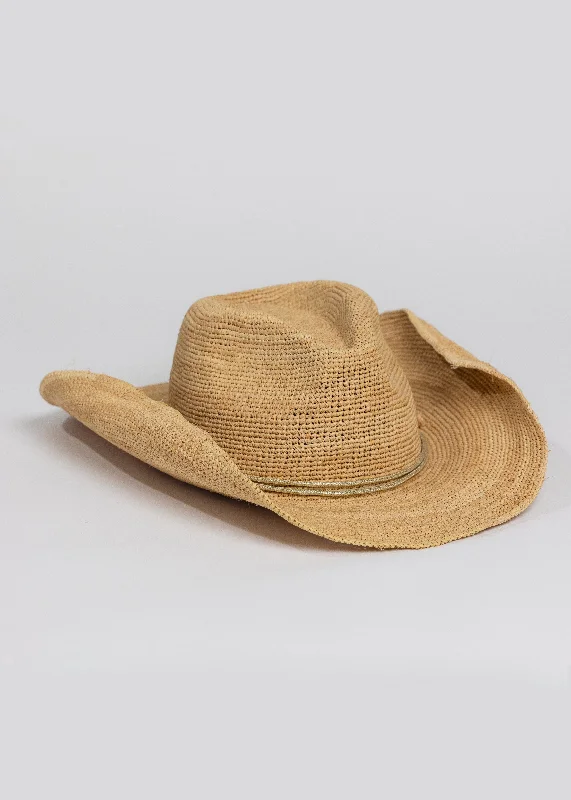 Comfortable straw fedora for women with breathable weave and easy fit -Raffia Crochet Cowboy