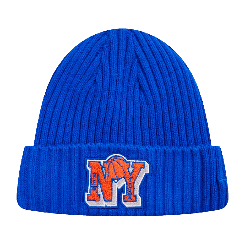 Washed cap with soft vintage feel -NBA NEW YORK KNICKS MASH UP BEANIE (ROYAL BLUE)