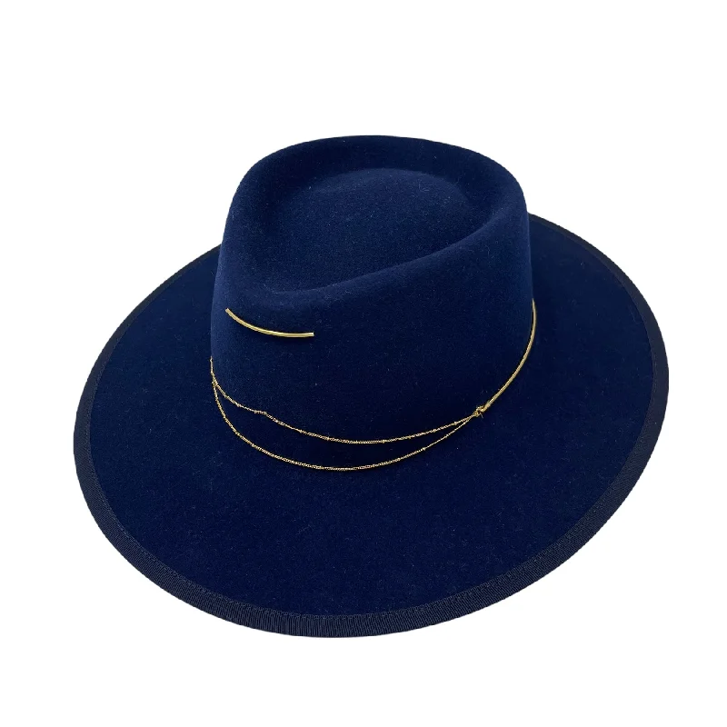 Casual wool felt hat for effortless style -Anna - Navy