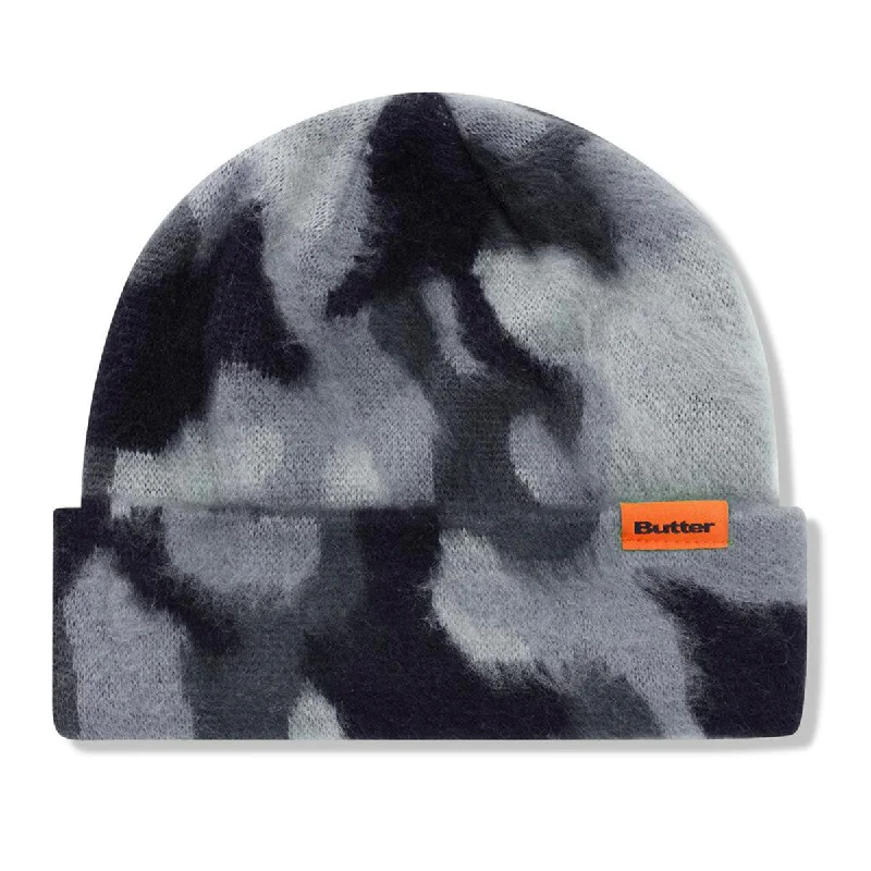 Trucker cap with funny slogan prints -Butter Goods - Mohair Camo Cuff Beanie Charcoal