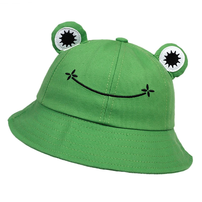 Hypoallergenic Bucket Hat for Sensitive -Smiling Frog Cotton Bucket Hat