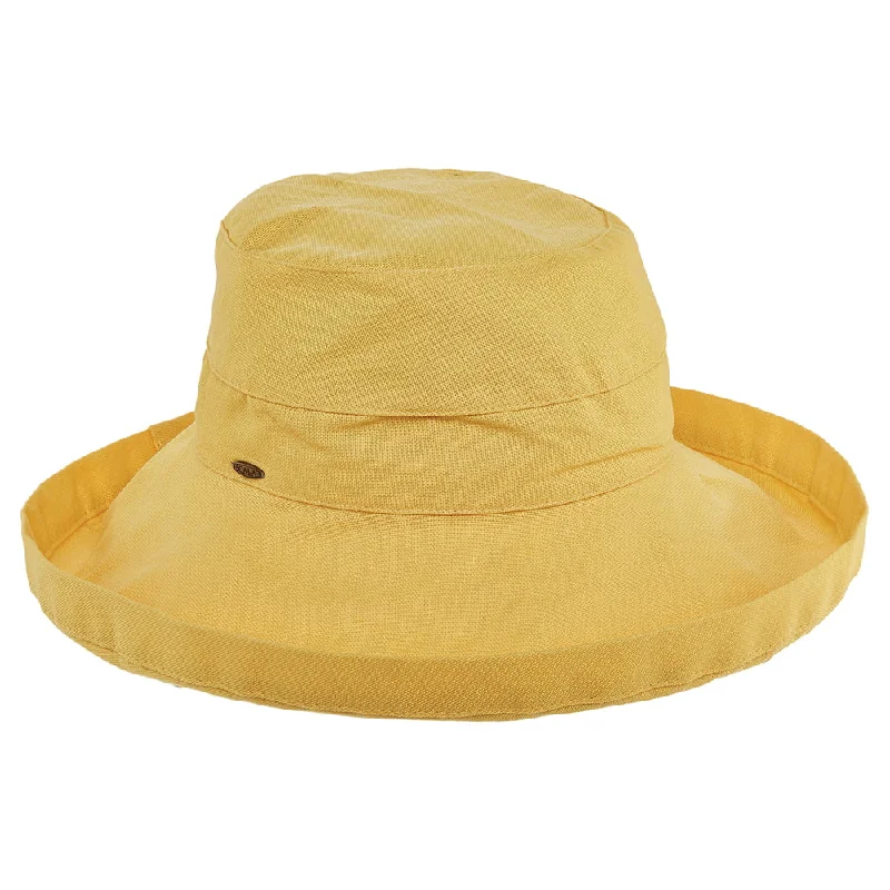 Durable straw Panama hat for men with a breathable and practical design -Scala Hats Lanikai Packable Sun Hat - Yellow