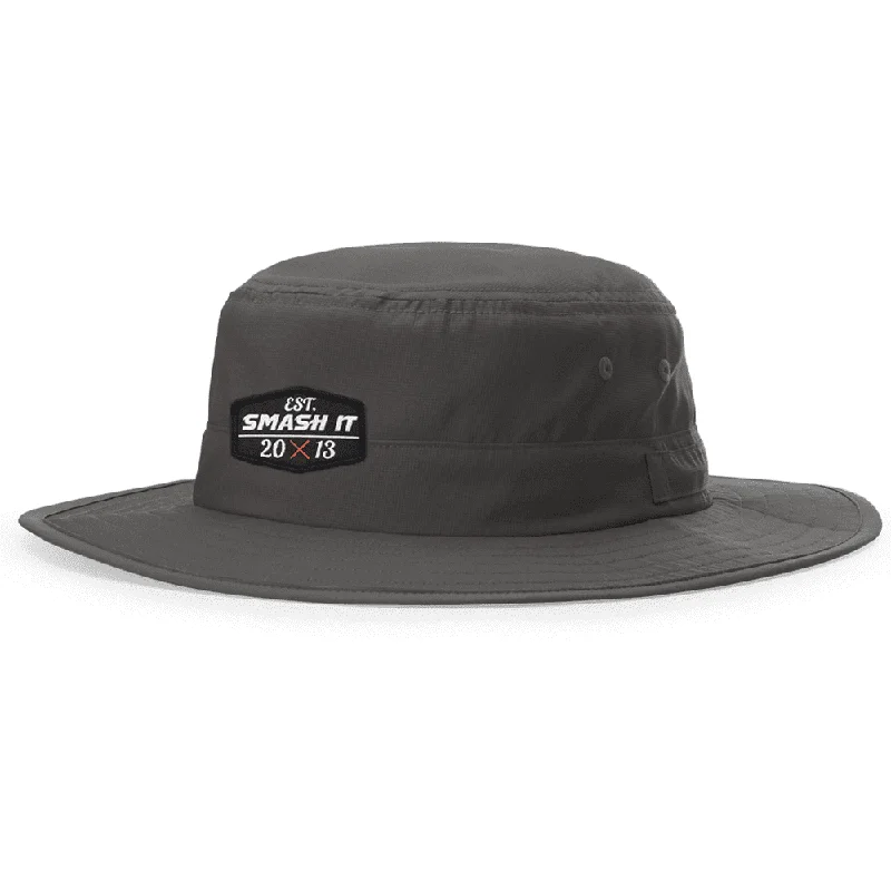 Indian Bucket Hat with Intricacy -Smash It Sports Bucket Hat Charcoal with Black Patch