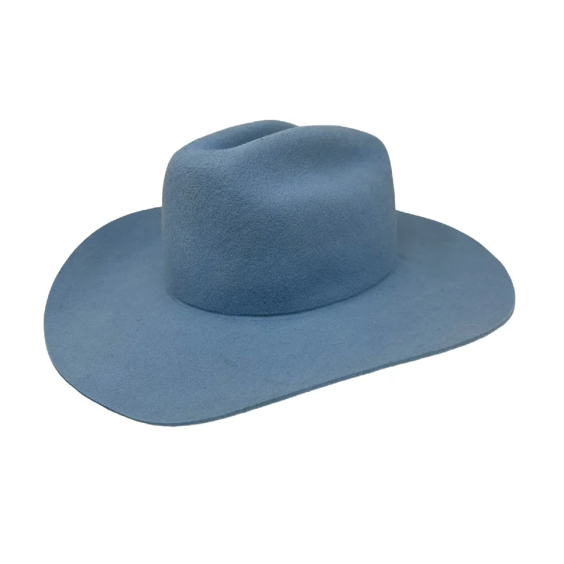 Stylish felt hat with leather trim details -Maverick Cattleman's Crease Baby Blue