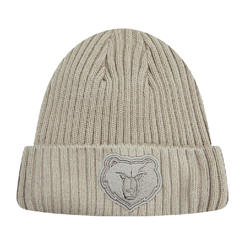 Affordable cap for budget-friendly headwear options -NBA MEMPHIS GRIZZLIES NEUTRAL BEANIE (TAUPE)